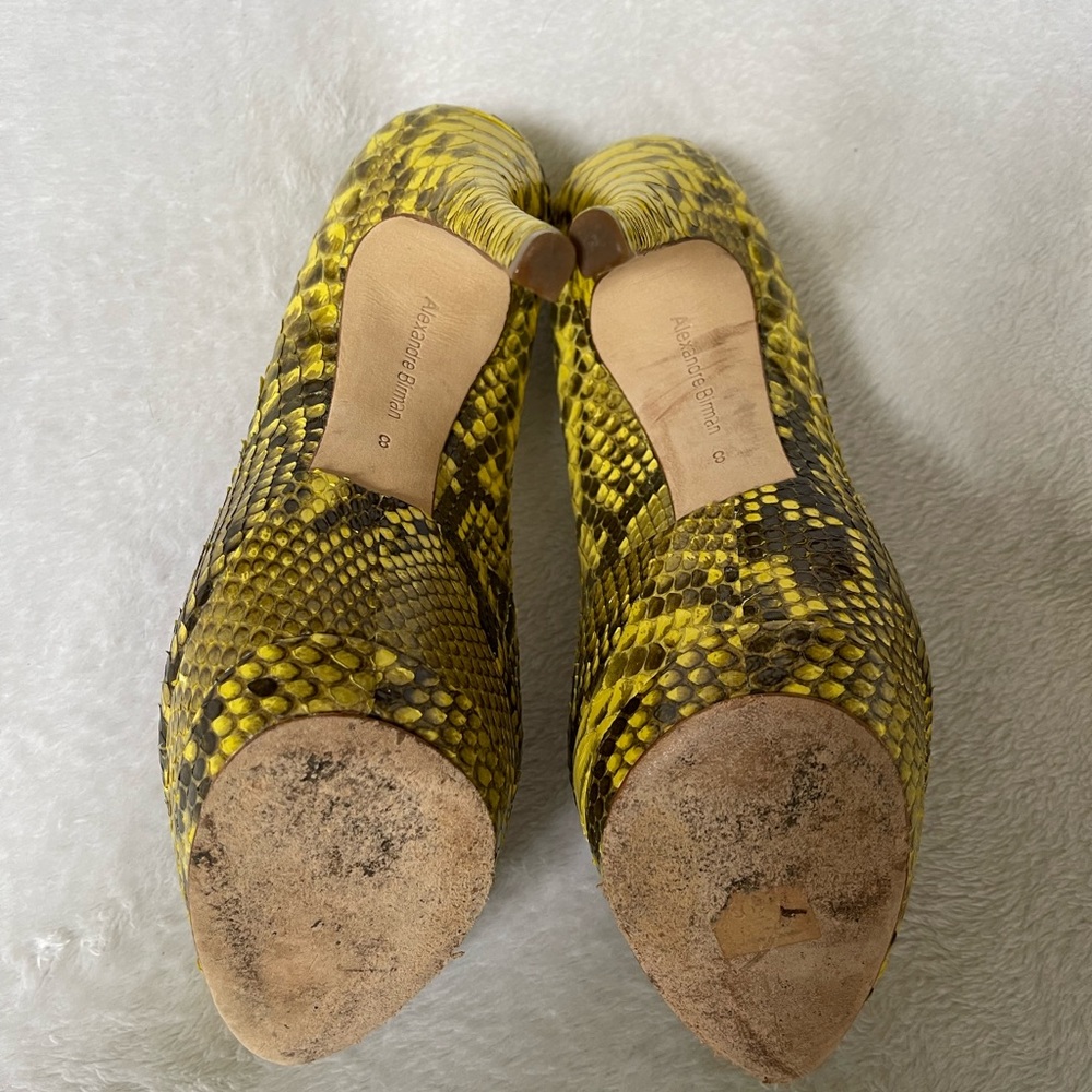 Alexandre Birman Yellow Python Platform Heels Siz… - image 5
